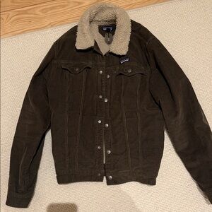 Patagonia Men's Dark Brown Corduroy Jacket with Sherpa Collar